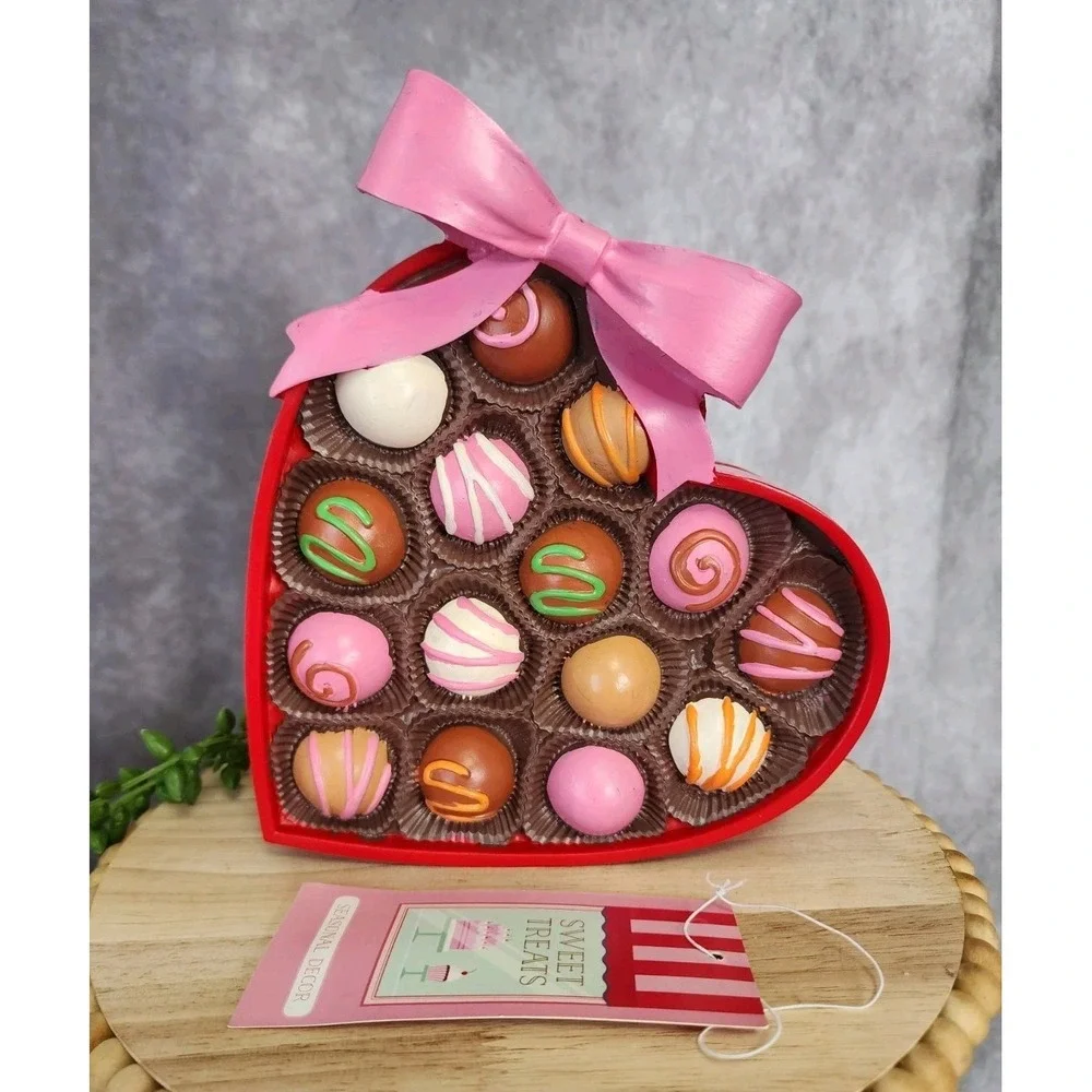 Sweet Treats Valentines Heart Box of Chocolates Tabletop Resin Decoration 8